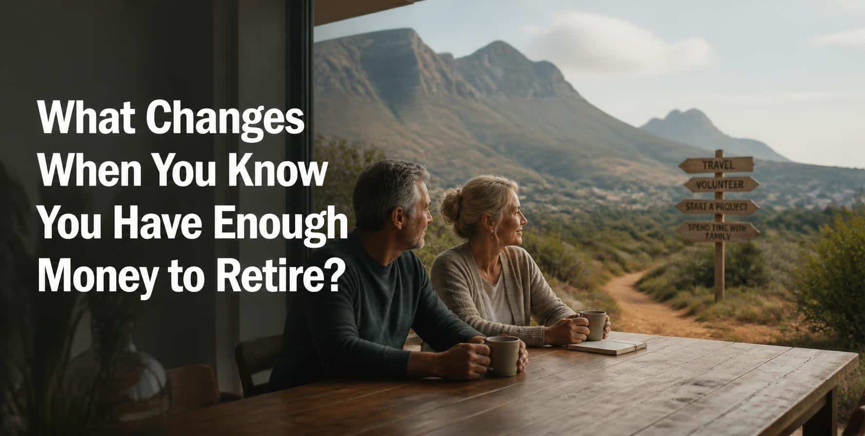 A retired couple considering their plans for the years ahead.