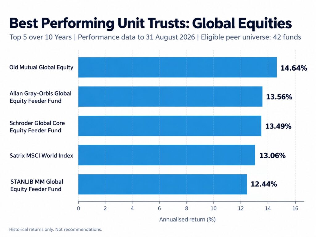 Best performing global equities over 10 years to end August 2026 by Henceforward